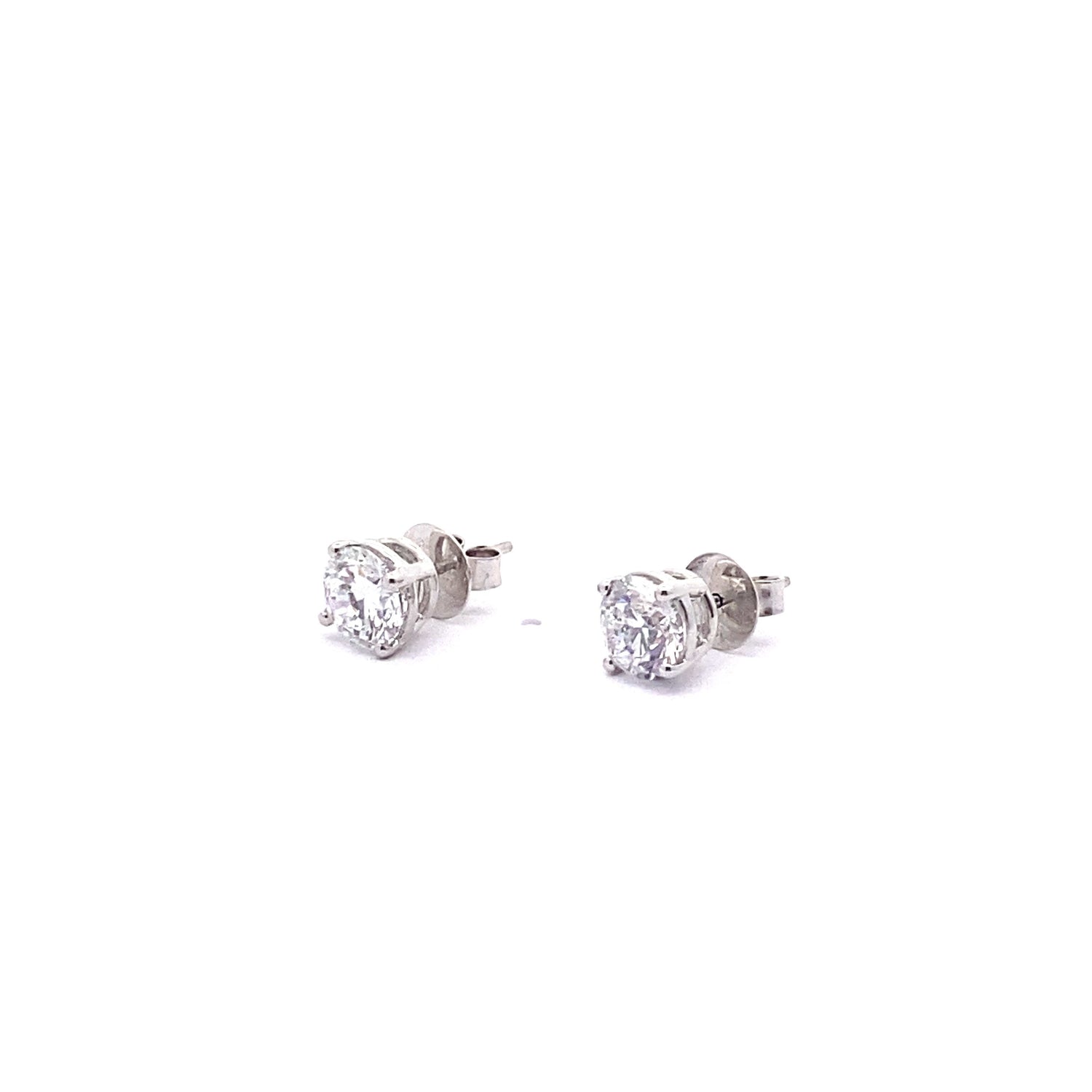 14K White Gold Round Brilliant Cut Lab Grown Diamond Stud Earrings 3.03cttw