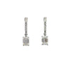 14K White Gold emerald cut & round lab grown diamond dangle earrings, 3.50 carats total