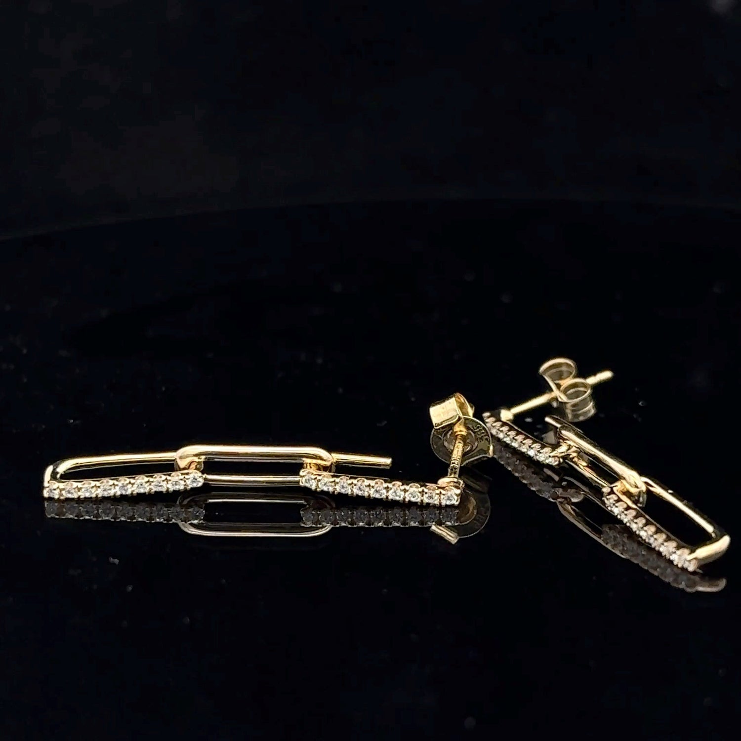 14K Yellow Gold round lab grown diamond clip drop earrings, 0.32 carats total