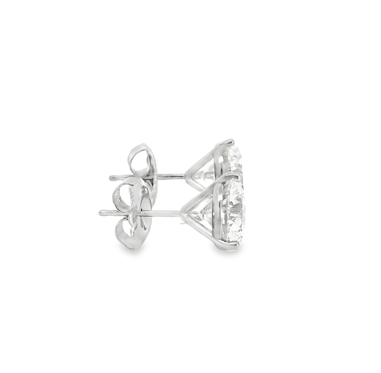 Aretes de oro blanco de 14 quilates con diamantes cultivados en laboratorio de talla brillante redonda