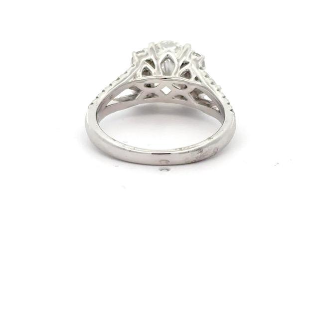 14K White Gold Oval Lab Grown Diamond Three Stone Ring 3.00cttw F VS1