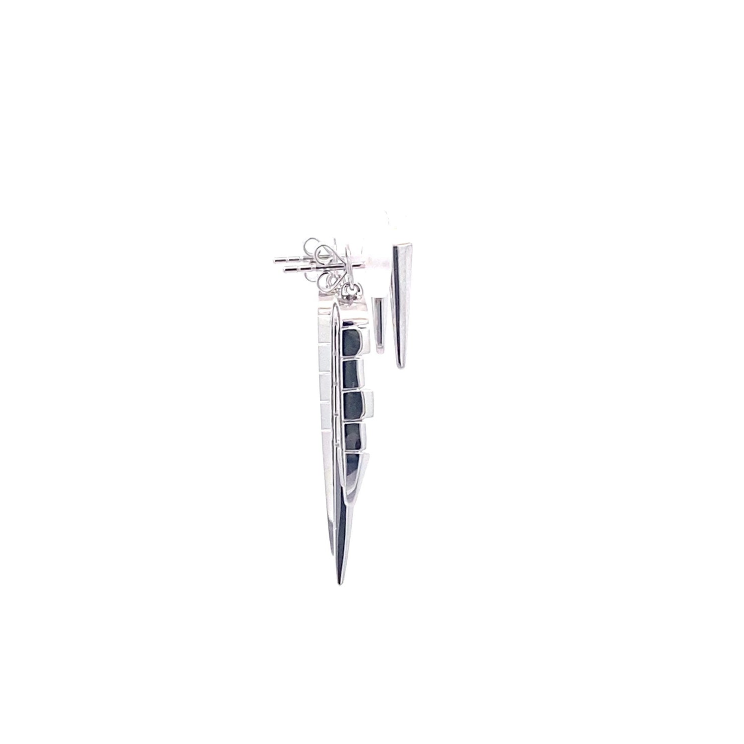 18K Solid White Gold Punk Rock Diamond Earrings