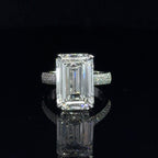 14K WHITE GOLD HIDDEN HALO EMERALD CUT LAB GROWN DIAMOND ENGAGEMENT RING