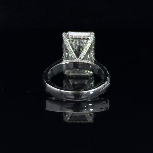 14K WHITE GOLD HIDDEN HALO EMERALD CUT LAB GROWN DIAMOND ENGAGEMENT RING
