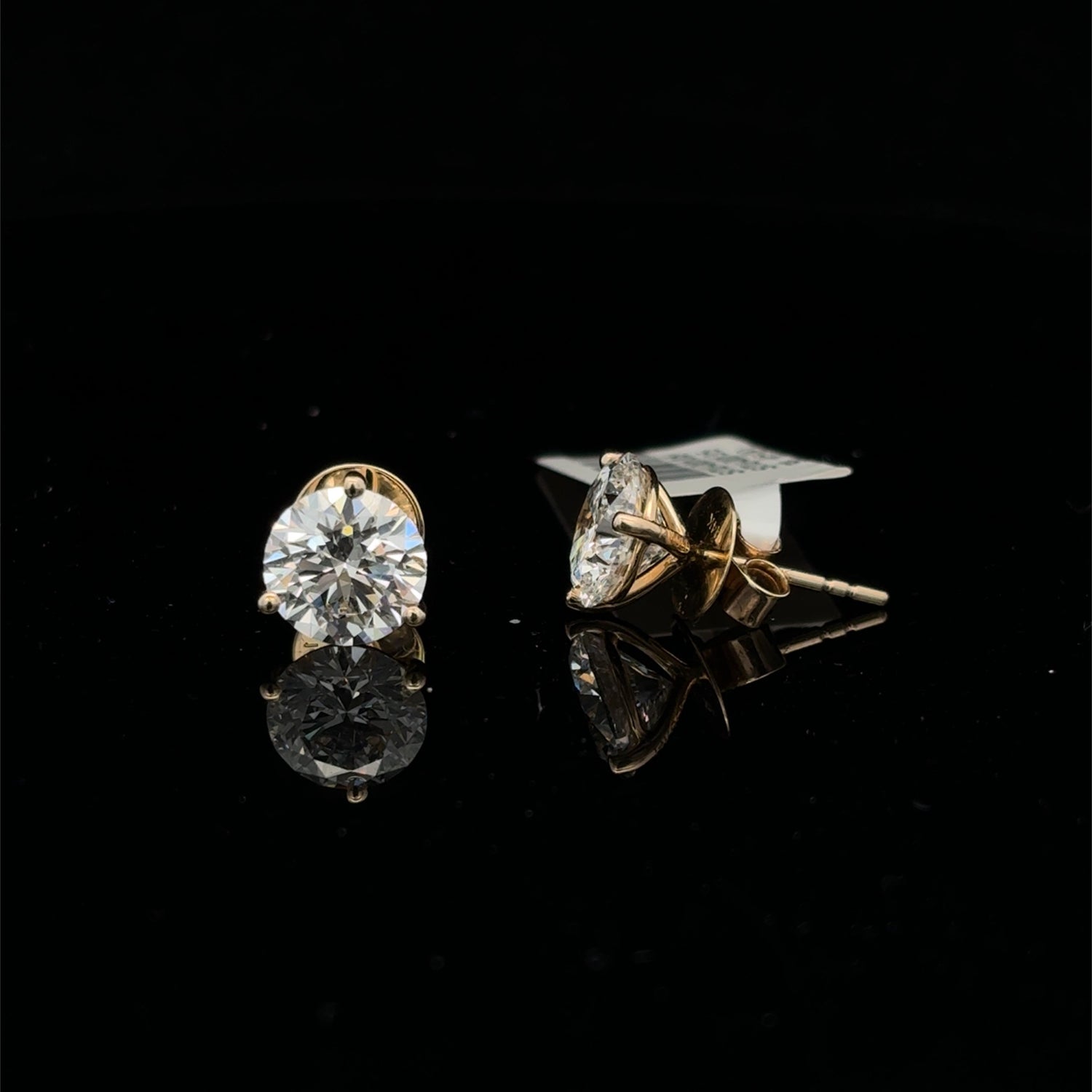 14K Yellow Gold Round Brilliant Cut Lab Grown Diamond Stud Earrings 4.08cttw