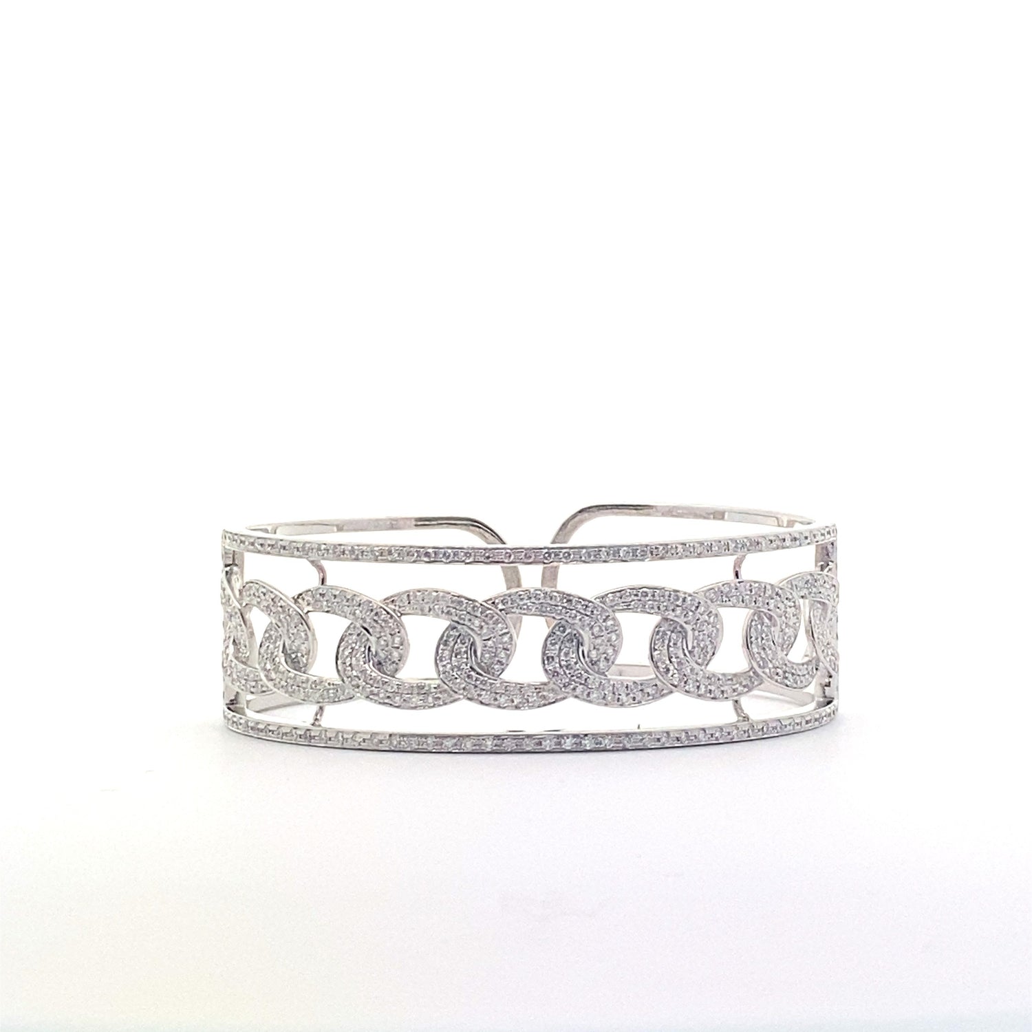 Pulsera de diamantes estilo vintage italiano de oro blanco de 18 quilates