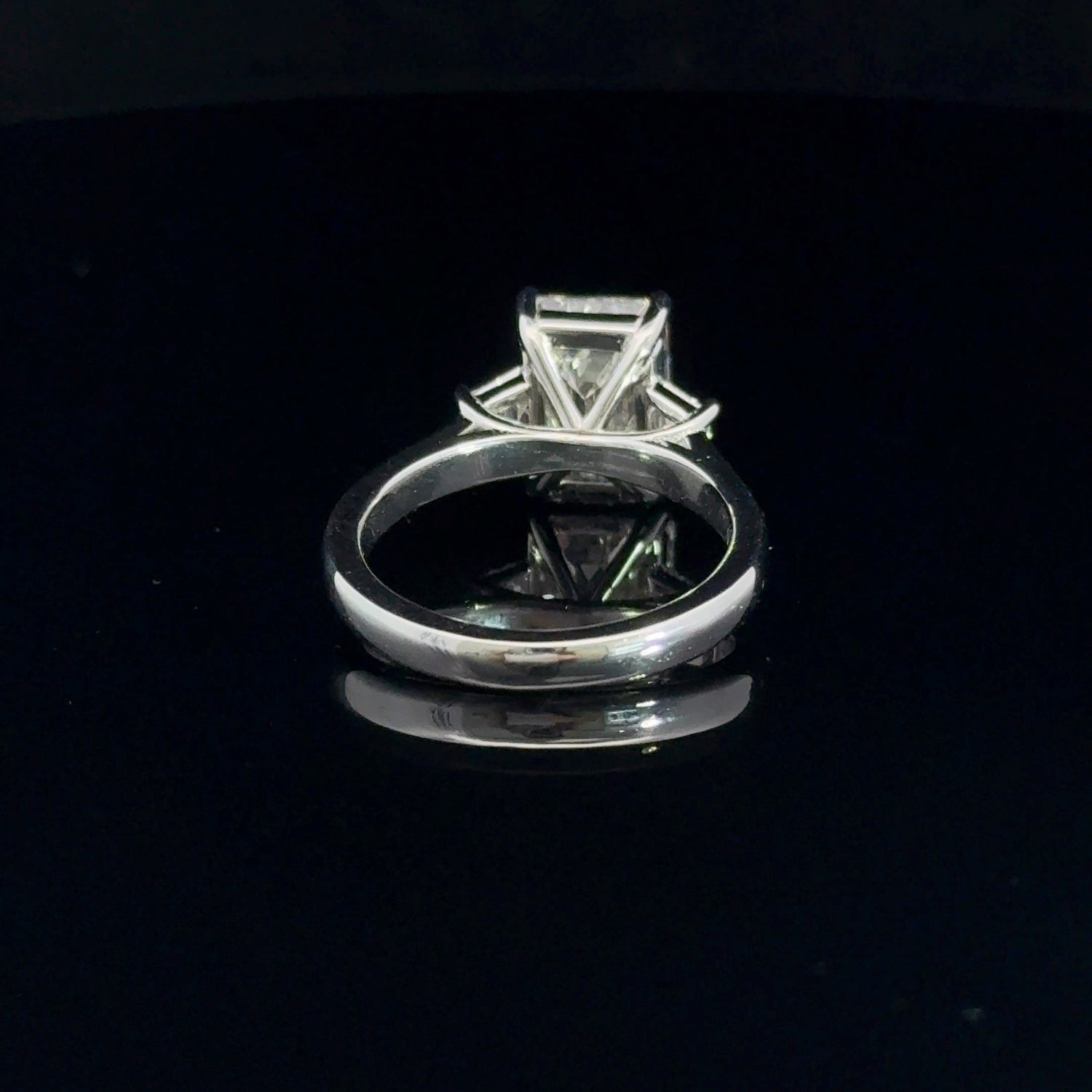18K White Gold 3 Stone 4.24 cttw Emerald Cut Lab Grown Diamond Engagement Ring