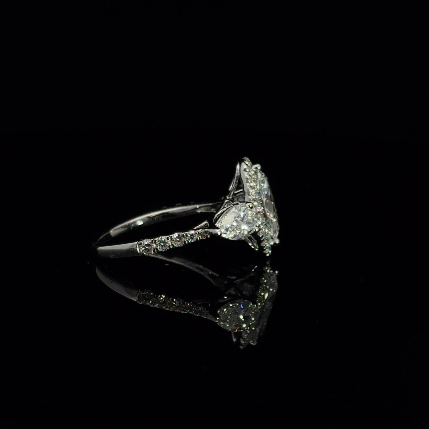 2.50cttw 14K White Gold Marquise and Pear Cut Lab Grown Diamond Engagement Ring