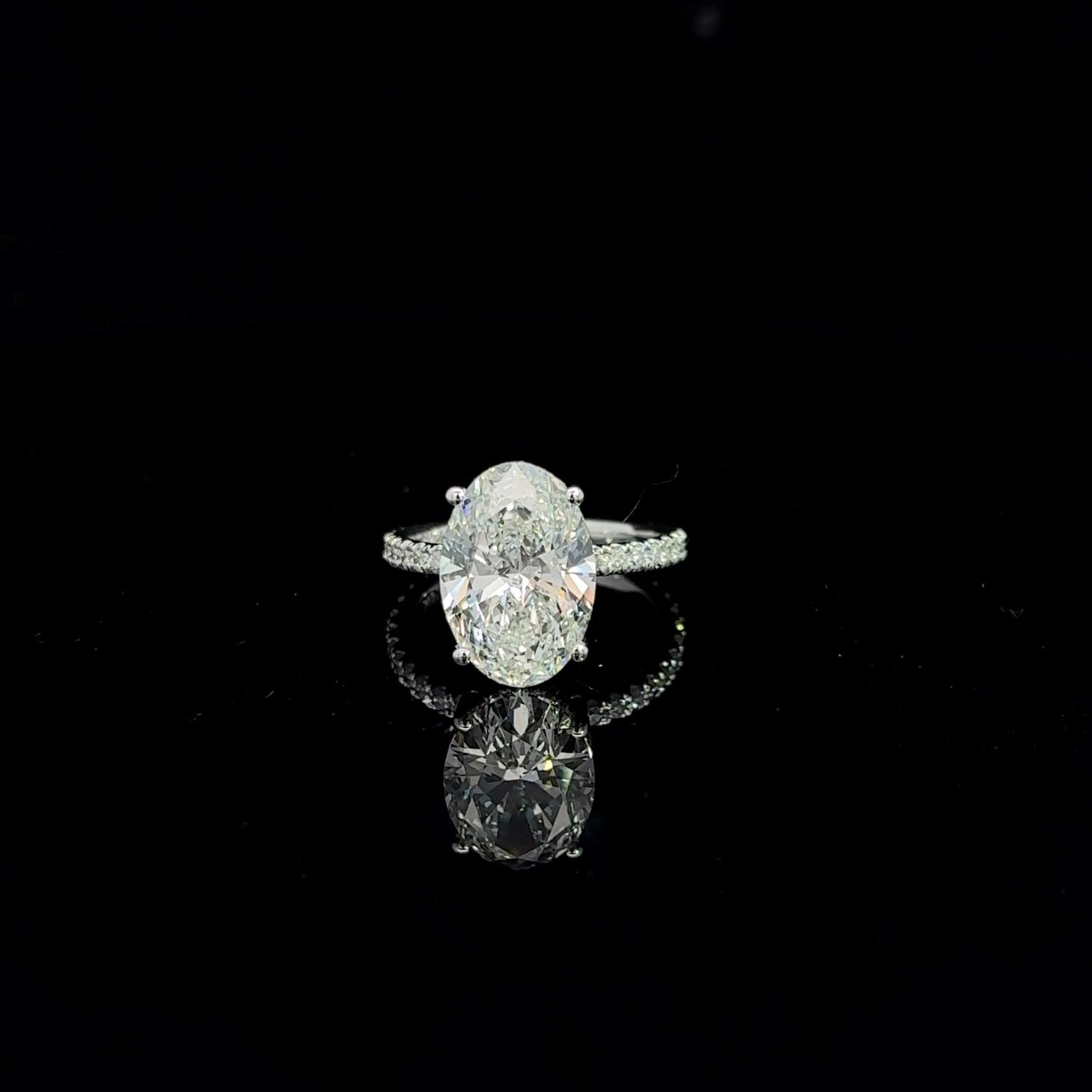 14K White Gold Oval Cut Lab Grown Diamond Engagement Ring 5.16Cttw