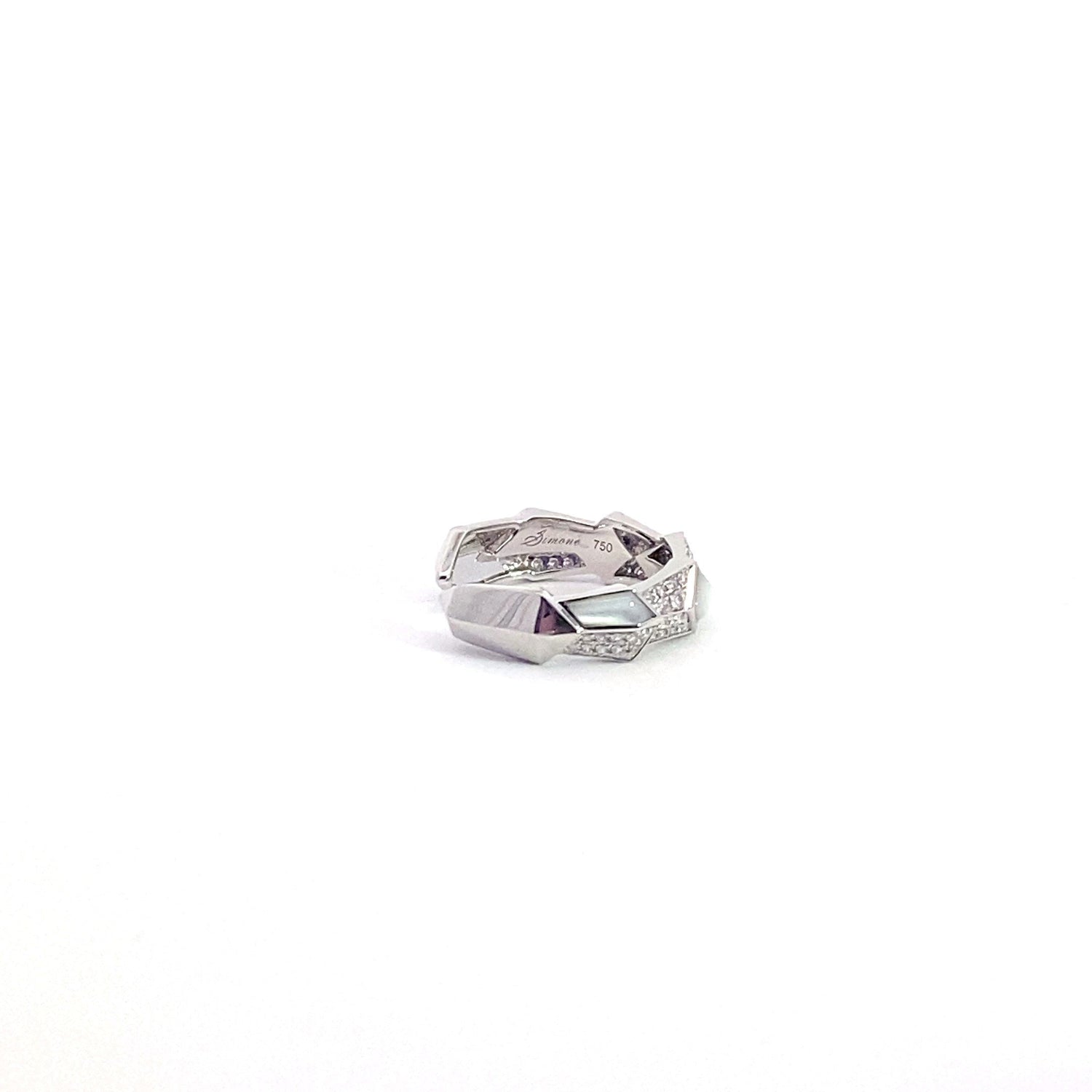 18K Solid White Gold 0.35 cttw Mother Of Pearl Fancy Diamond Ring