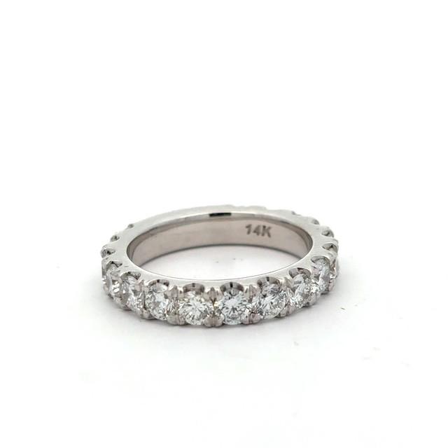 14K White Gold 3/4 Way Round Brilliant Cut Lab Grown Diamond Straight Band 1.96CTTW F VS1