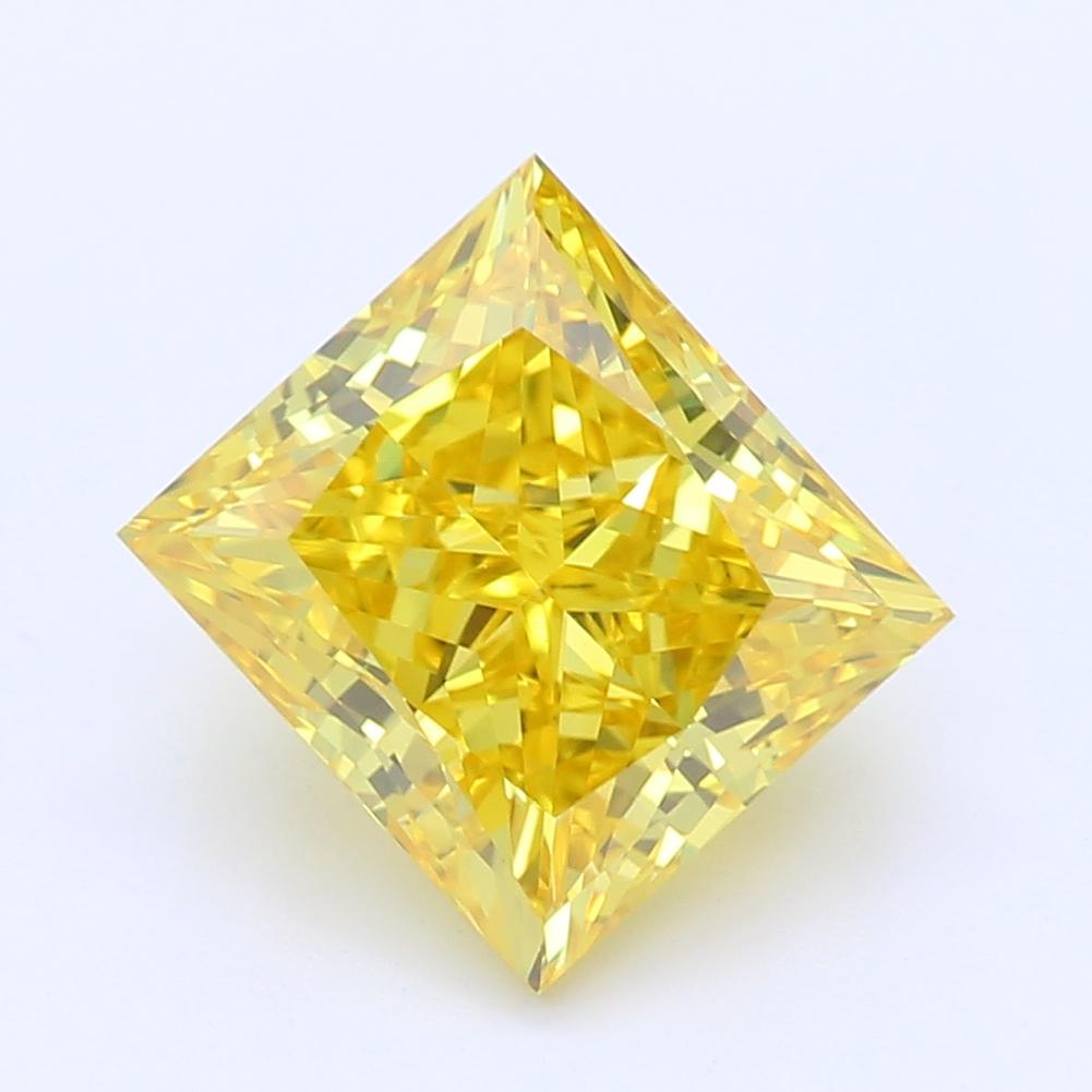 Diamante cultivado en laboratorio de talla princesa de color amarillo intenso de 1,66 quilates, claridad SI1