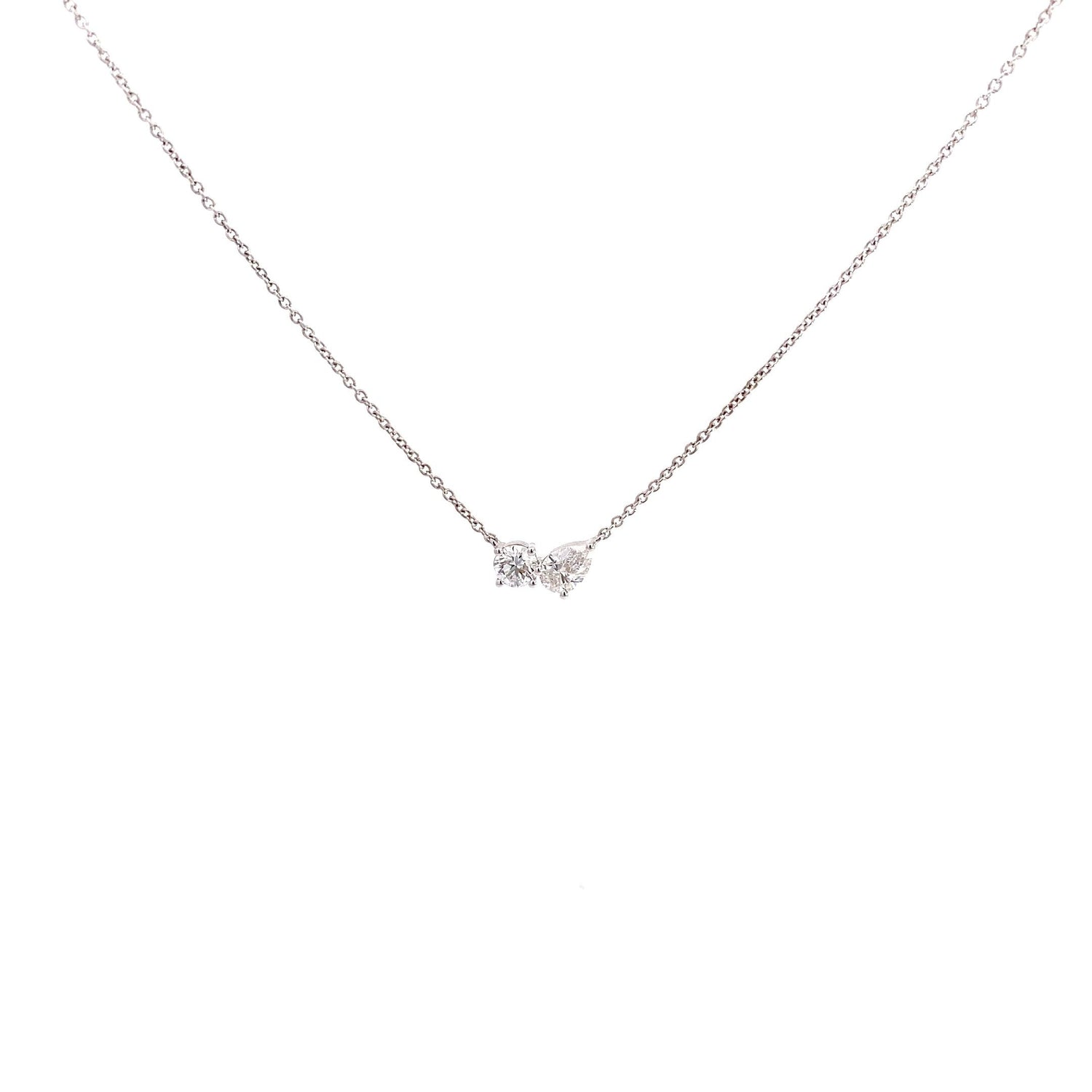 14K White Gold 0.75 cttw  Round Brilliant Cut and Pear Shape Lab Grown Diamond Pendant