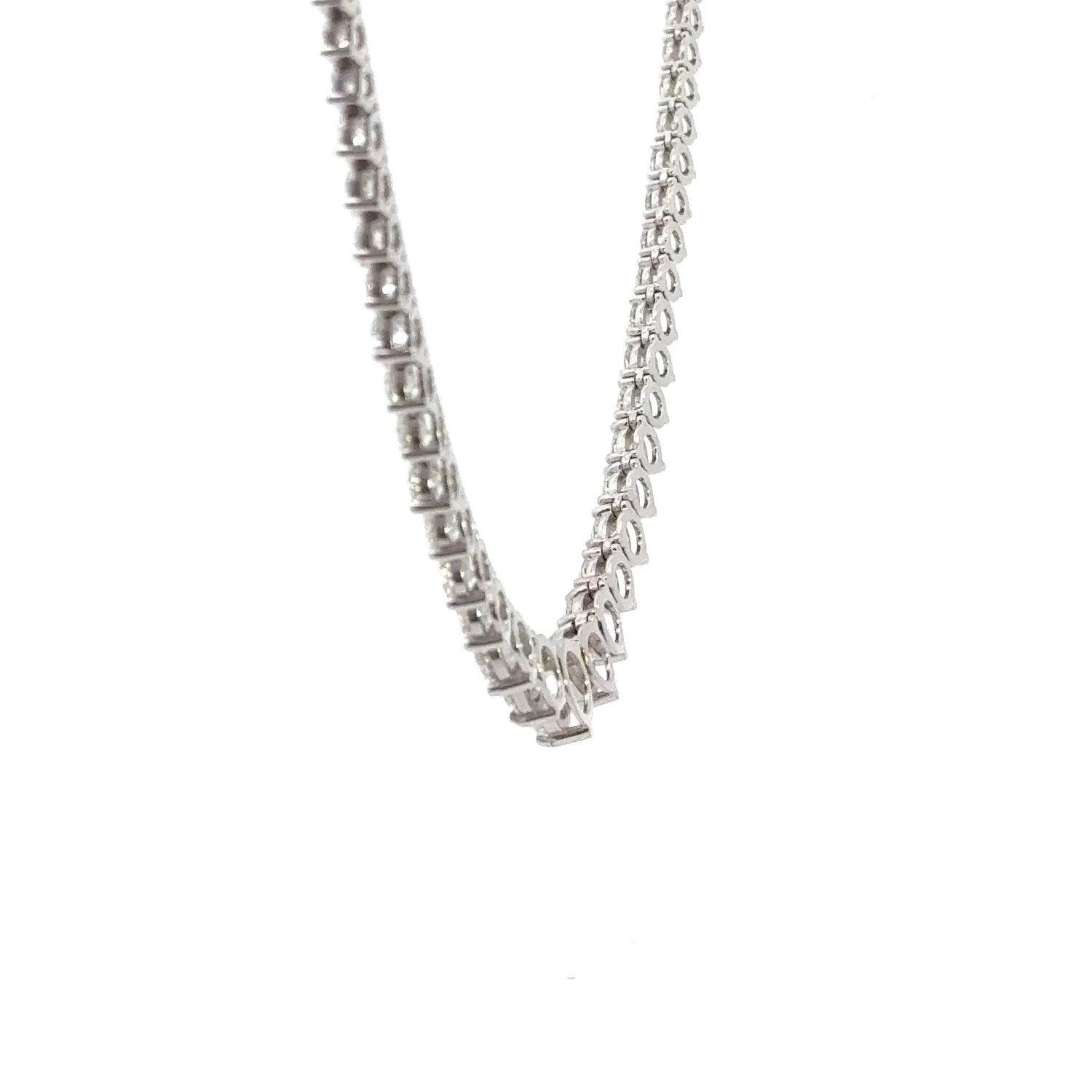 14K White Gold Round Brilliant Cut Lab Grown Diamond Tennis Necklace 28.30cttw