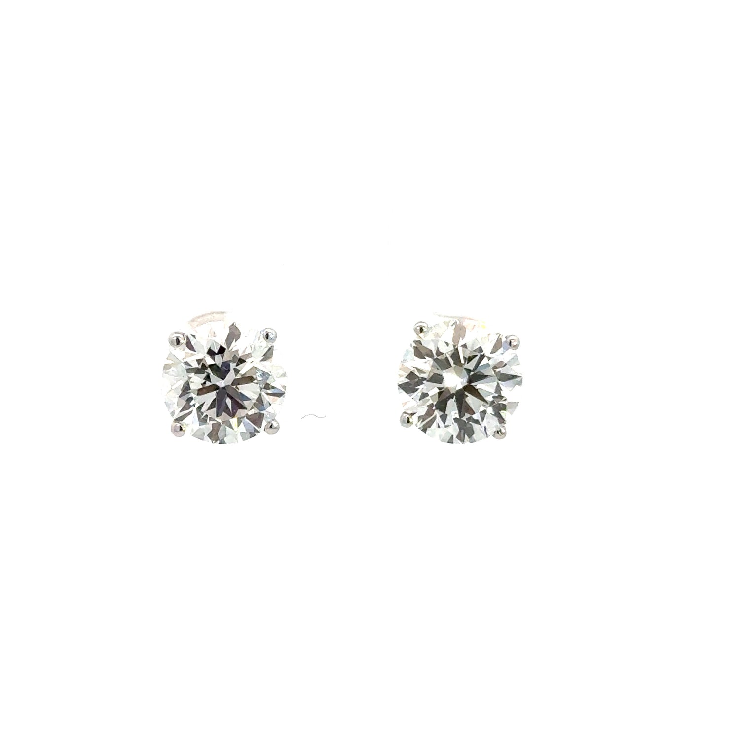 Aretes de oro blanco de 14 quilates con diamantes cultivados en laboratorio de talla brillante redonda
