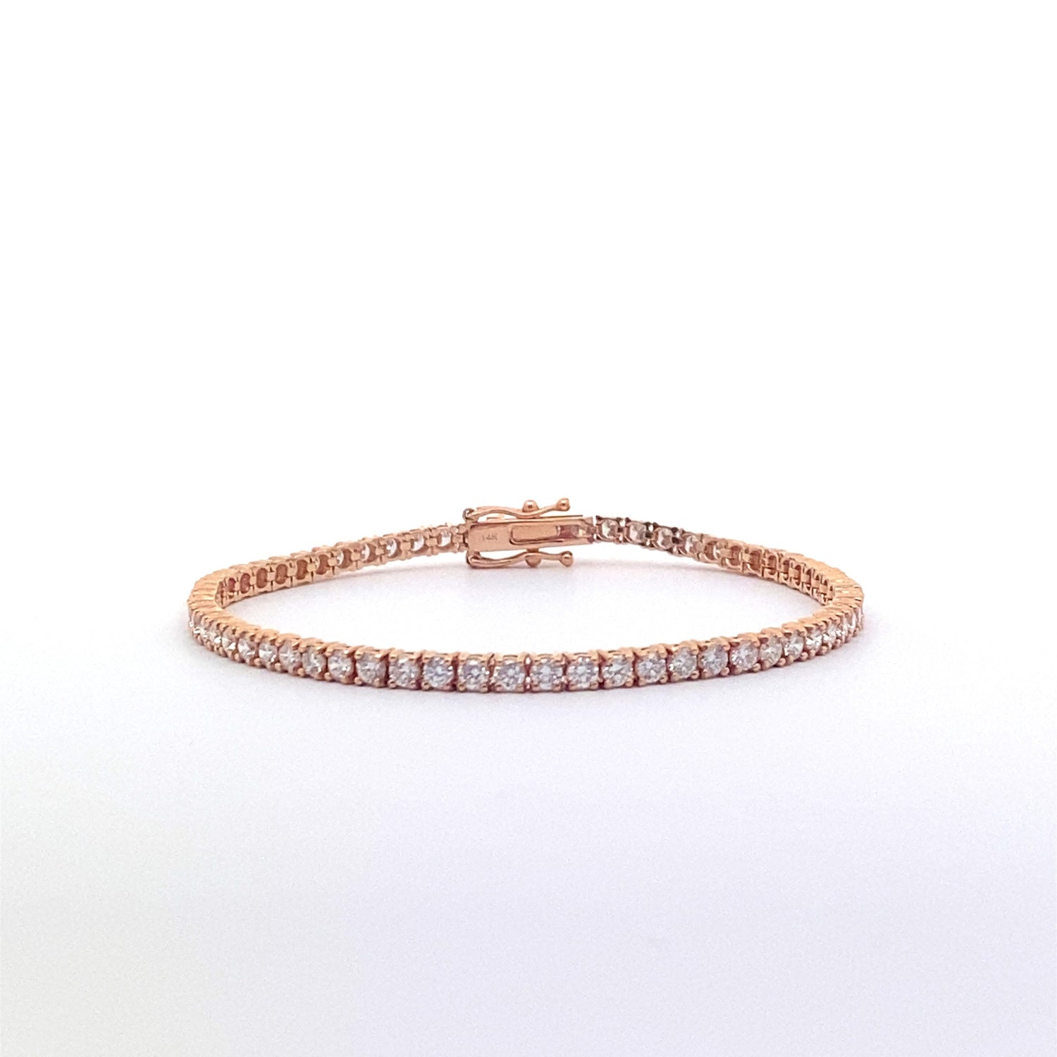 14K Rose Gold 3.60 cttw Round Brilliant Cut Lab Grown Diamond Tennis Bracelet
