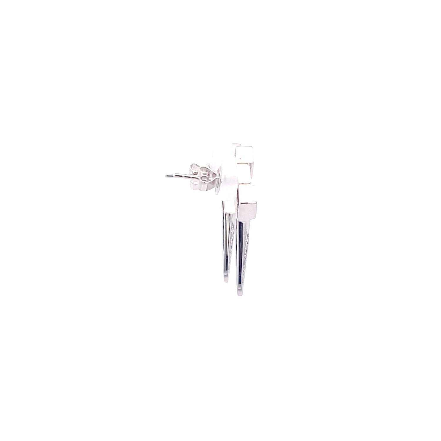 18K Solid White Gold Lightning Diamond Earrings