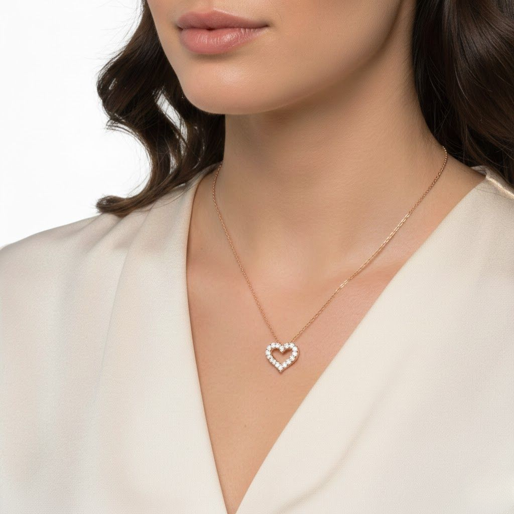 14K Rose Gold Heart Diamond Fashion Pendant 0.65CTTW E VS1