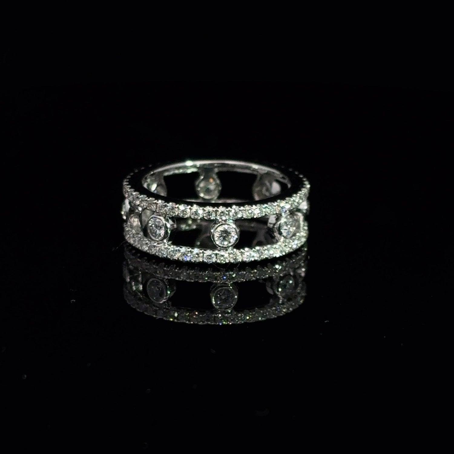14K White Gold Round Brilliant Cut Lab Grown Diamond Fashion Ring 1.33cttw F VS1