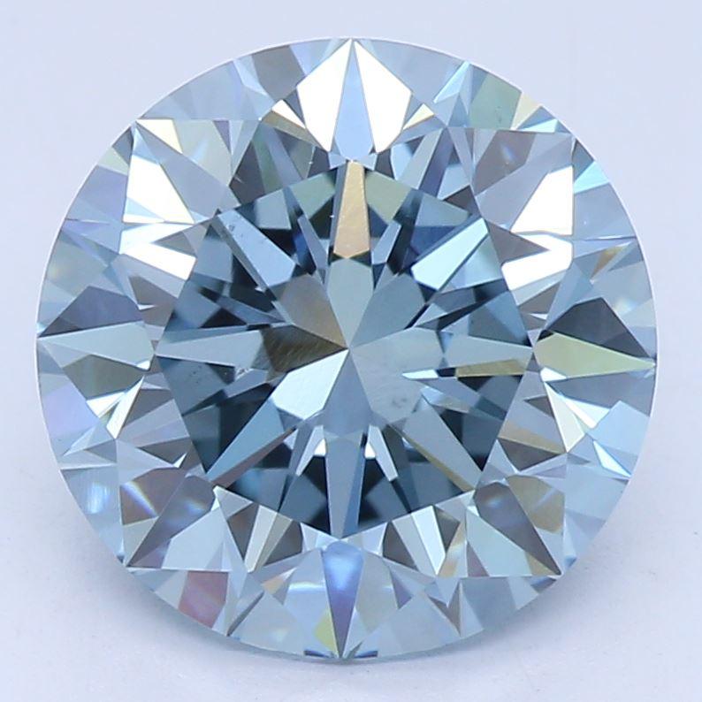 2.00 CT Fancy Vivid Blue Round Cut Lab Grown Diamond – VS1 Clarity
