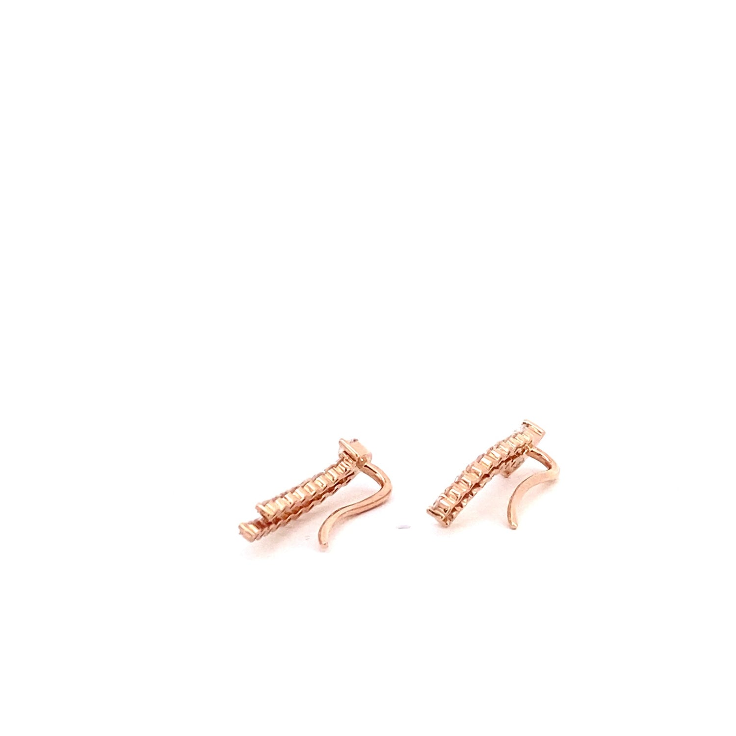Aretes trepadores de diamantes cultivados en laboratorio de talla marquesa y brillante redonda en oro rosa de 14 quilates
