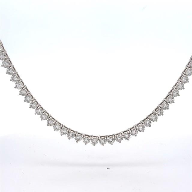 14K White Gold Round Brilliant Cut Lab Grown Diamond Tennis Necklace 24.18CTTW F VS1