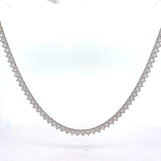 14K White Gold Round Brilliant Cut Lab Grown Diamond Tennis Necklace 24.18CTTW F VS1