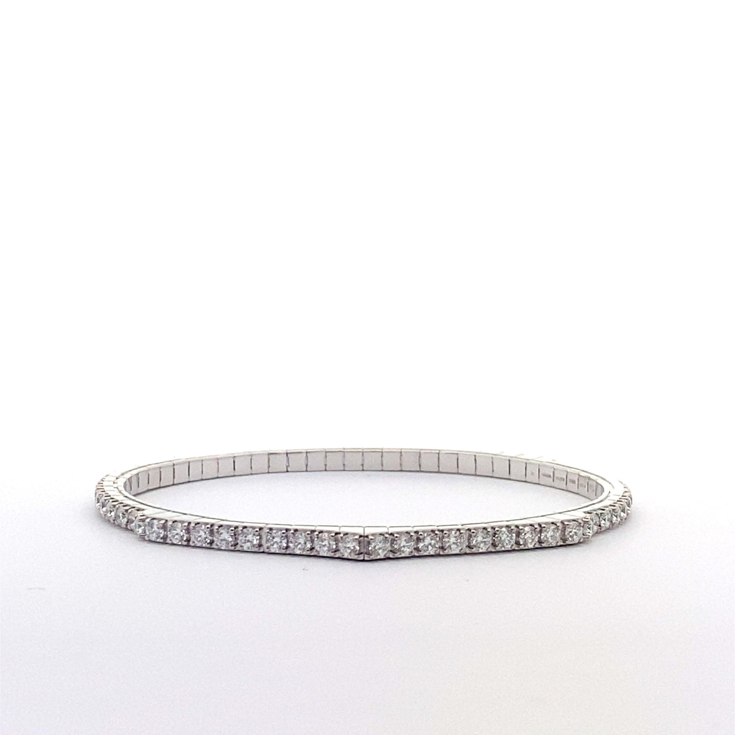 18K White Gold 3.70 cttw Round Shape Fancy Diamond Stretch Bracelet