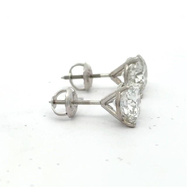 14K White Gold Round Brilliant Cut Lab Grown Diamond Stud Earrings 3.09CTTW F VS1