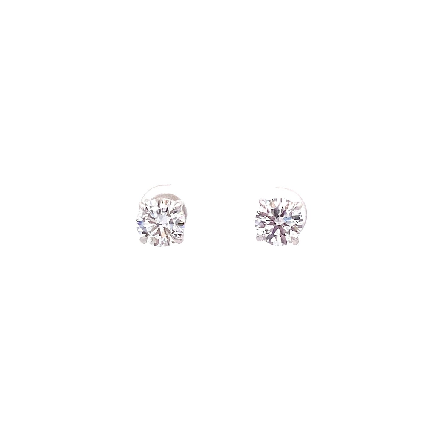 Aretes de oro blanco de 14 quilates con diamantes cultivados en laboratorio de talla brillante redonda