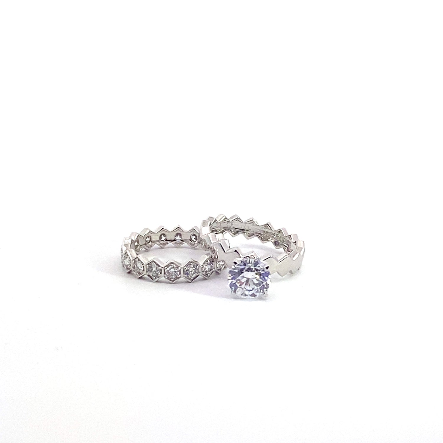 14k White Gold 5.16 cttw Round Brilliant Lab Grown Diamond 2pc Engagement Ring