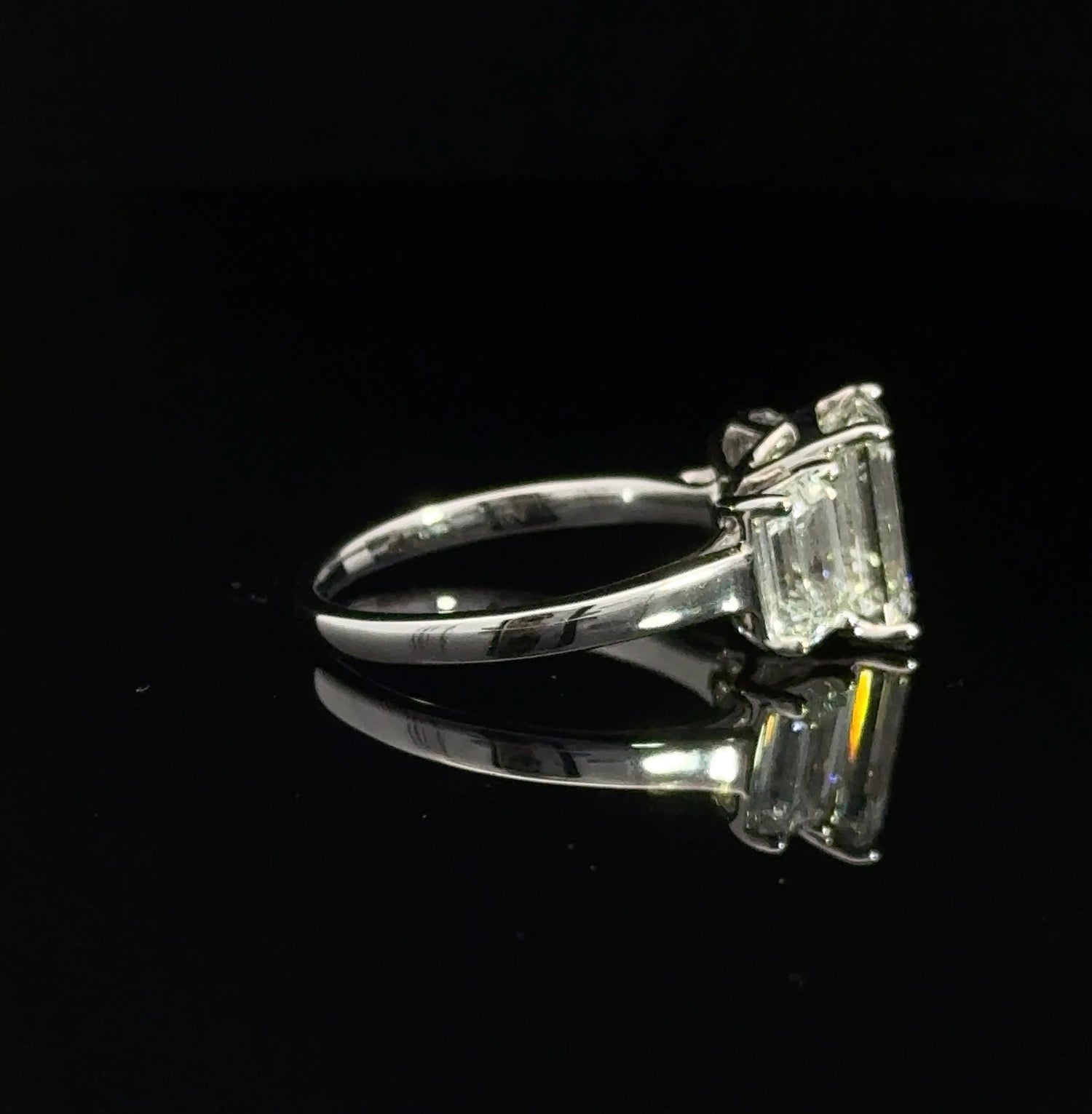 14K White Gold 3-Stone 5.17 cttw Emerald Cut Lab Grown Diamond Engagement Ring