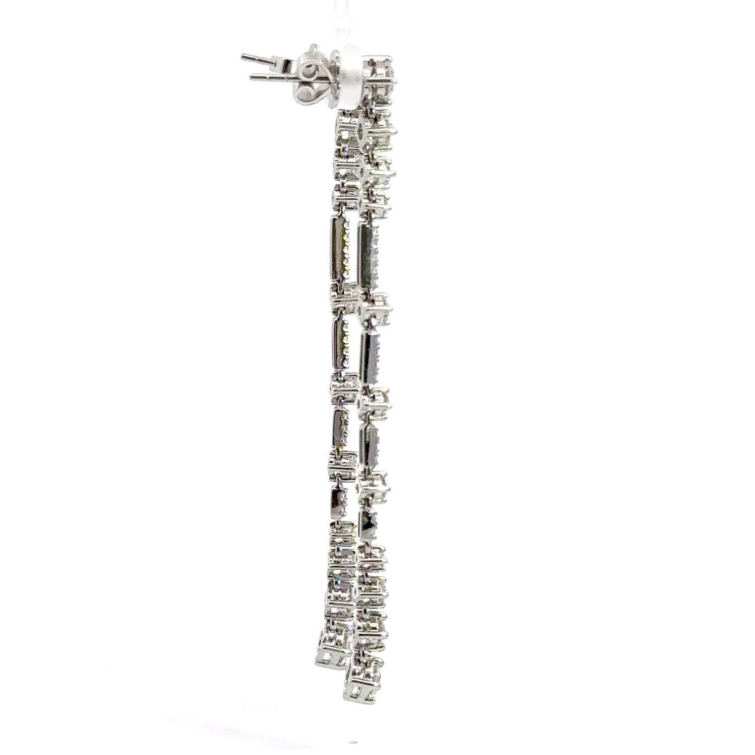 14K White Gold Round Brilliant Cut Lab Grown Diamond Dangling Earrings