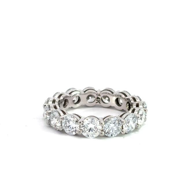 14K White Gold Round Brilliant Cut Lab Grown Diamond Eternity Band 6.07cttw F VS1