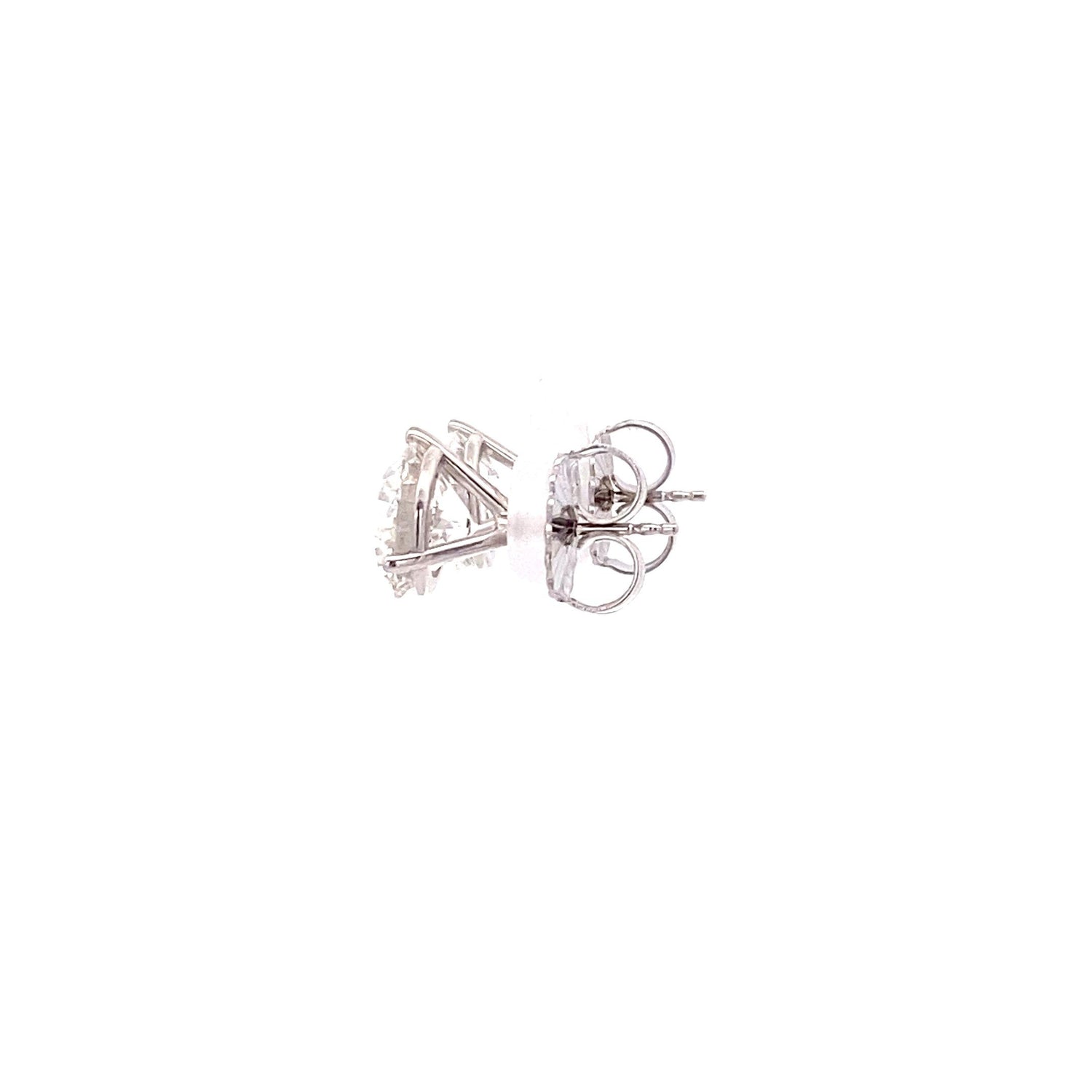 14K White Gold Round Brilliant Cut Lab Grown Diamond Stud Earrings 5.00cttw