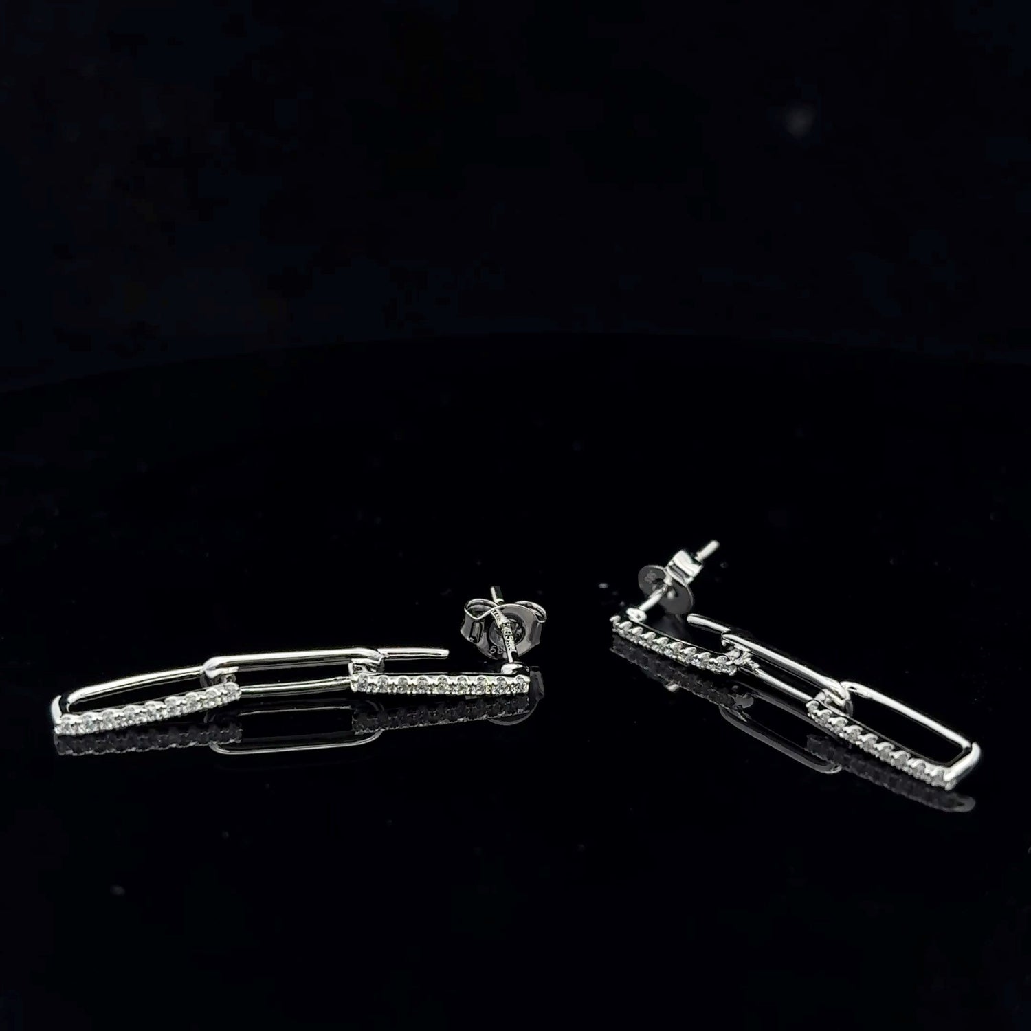 14K White Gold Diamond Clip Drop Earrings 0.32Cttw