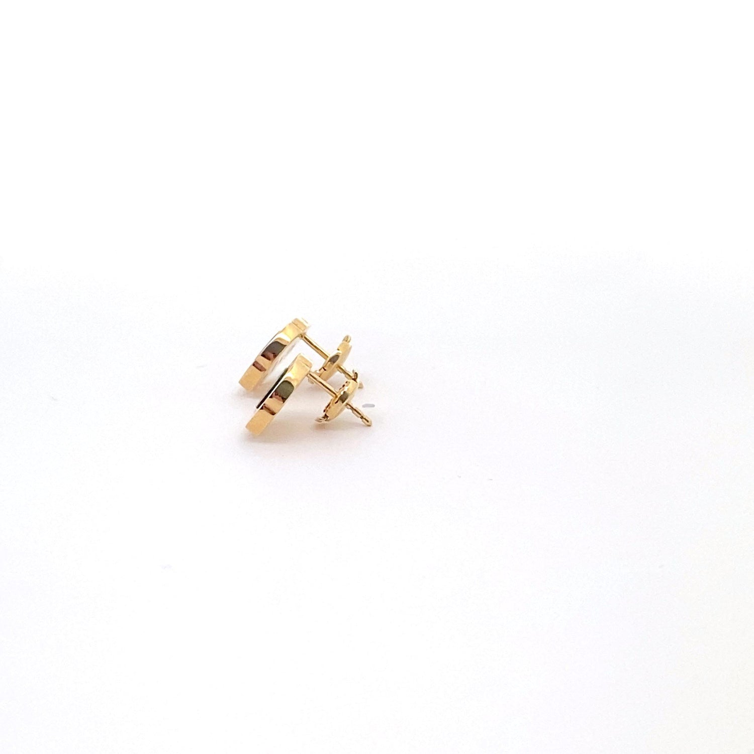 18K Yellow Gold Fancy Circular Malachite Earrings