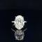 18K white gold solitaire ring with a 7.44 carat oval lab grown diamond