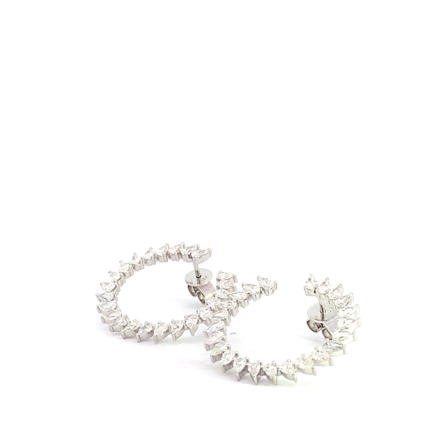 14K White Gold Pear Shape Lab Grown Diamond Open Circle Earrings