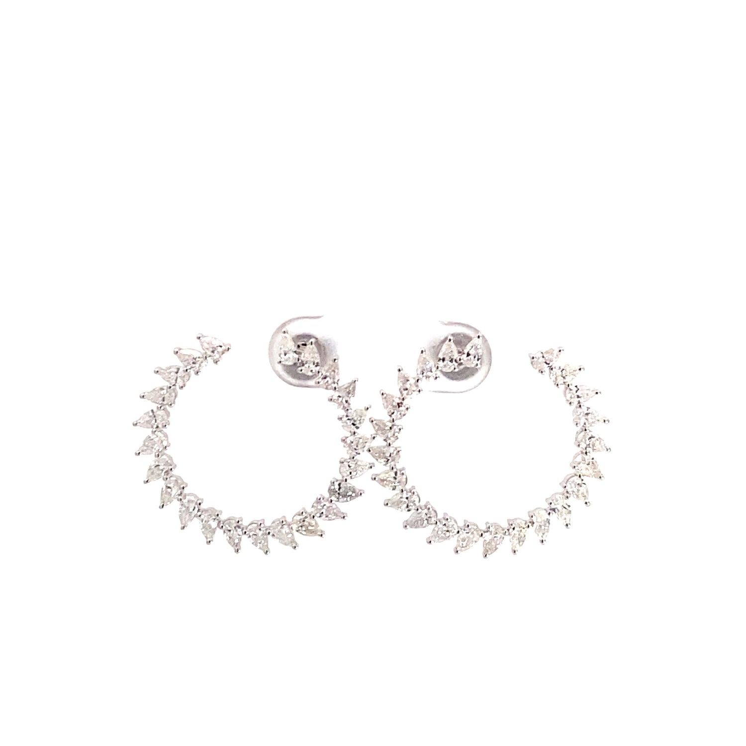 14K White Gold Pear Shape Lab Grown Diamond Open Circle Earrings