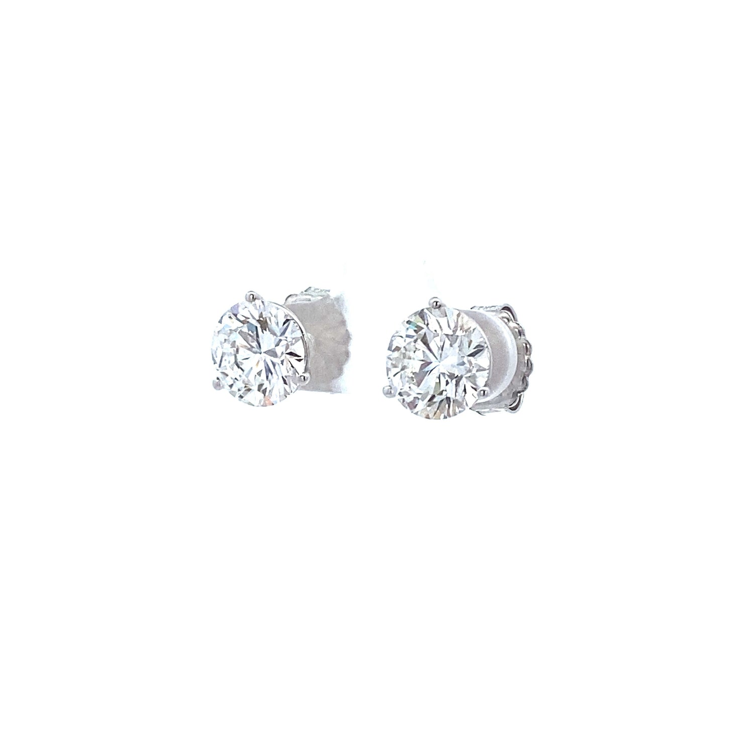 14K White Gold Round Brilliant Cut Lab Grown Diamond Stud Earrings 6.06cttw