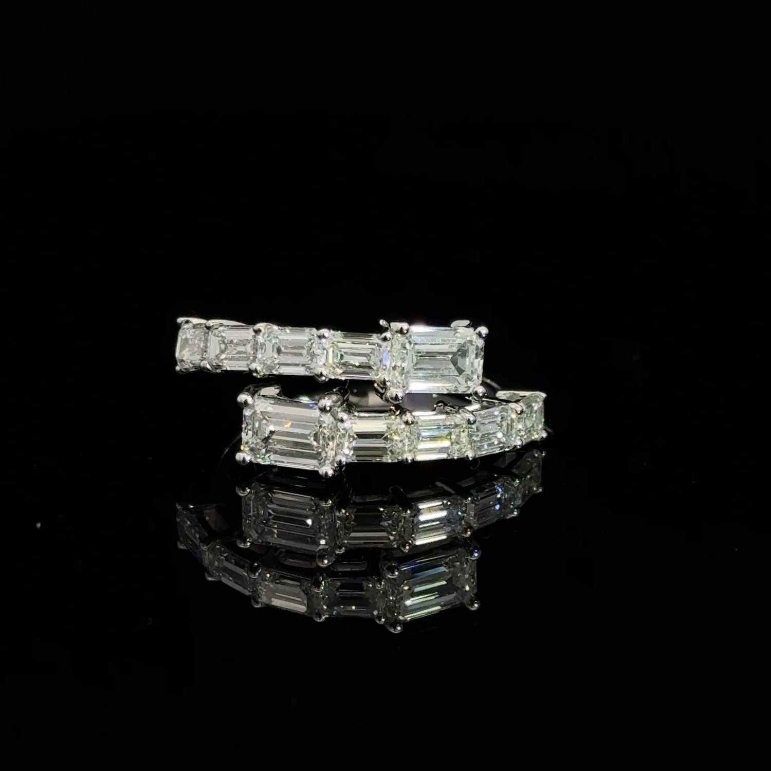 14K White Gold Emerald Cut Lab Grown Diamond Fashion Ring 2.63cttw F VS1