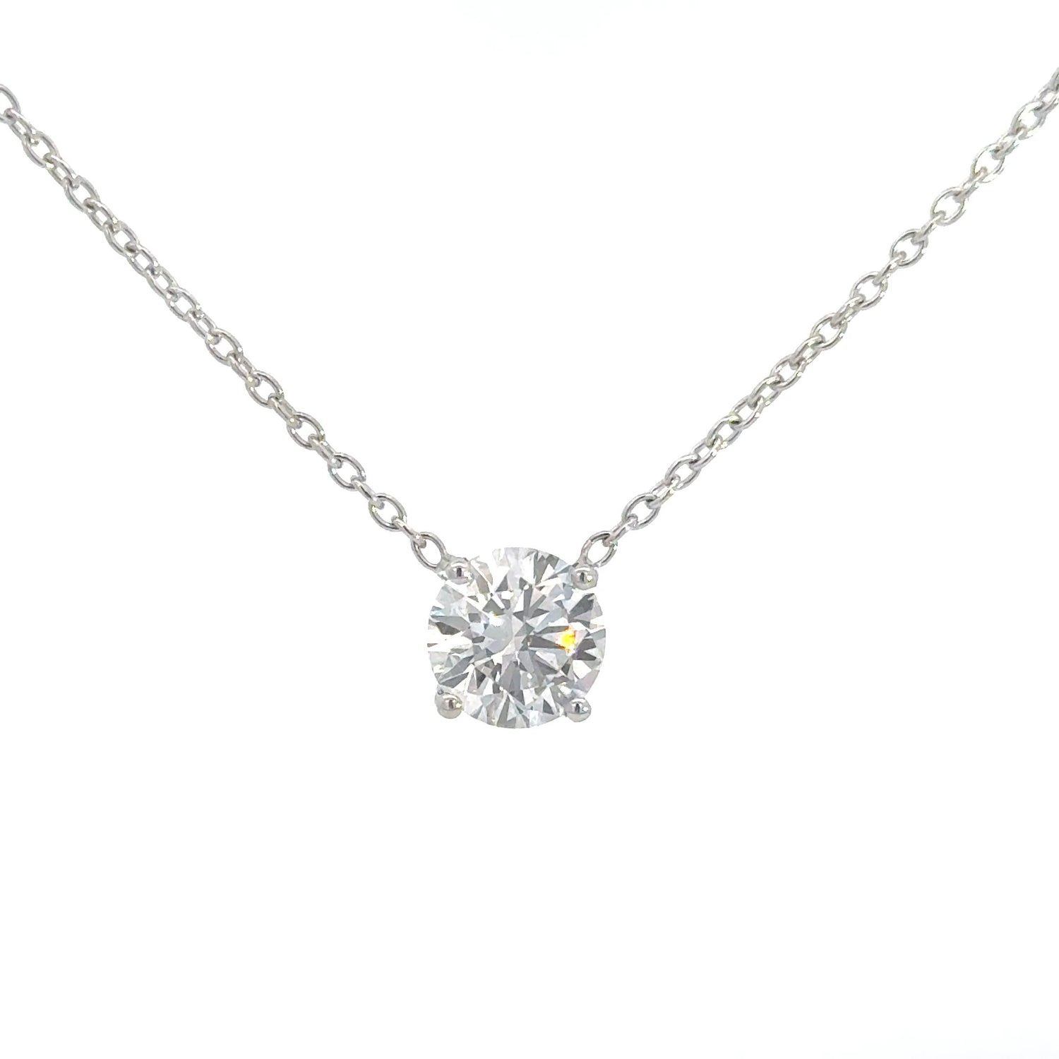 14K White Gold 2.09 cttw Round Shape Lab Grown Diamond Solitaire Pendant