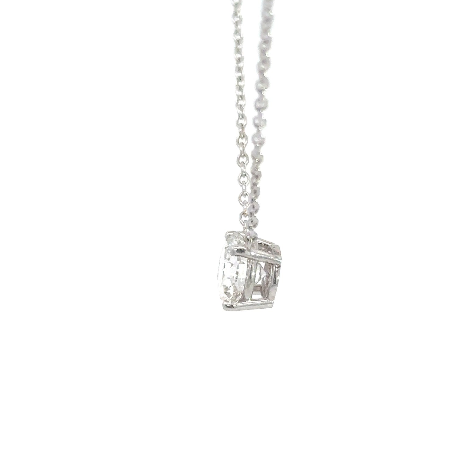 14K White Gold 2.09 cttw Round Shape Lab Grown Diamond Solitaire Pendant