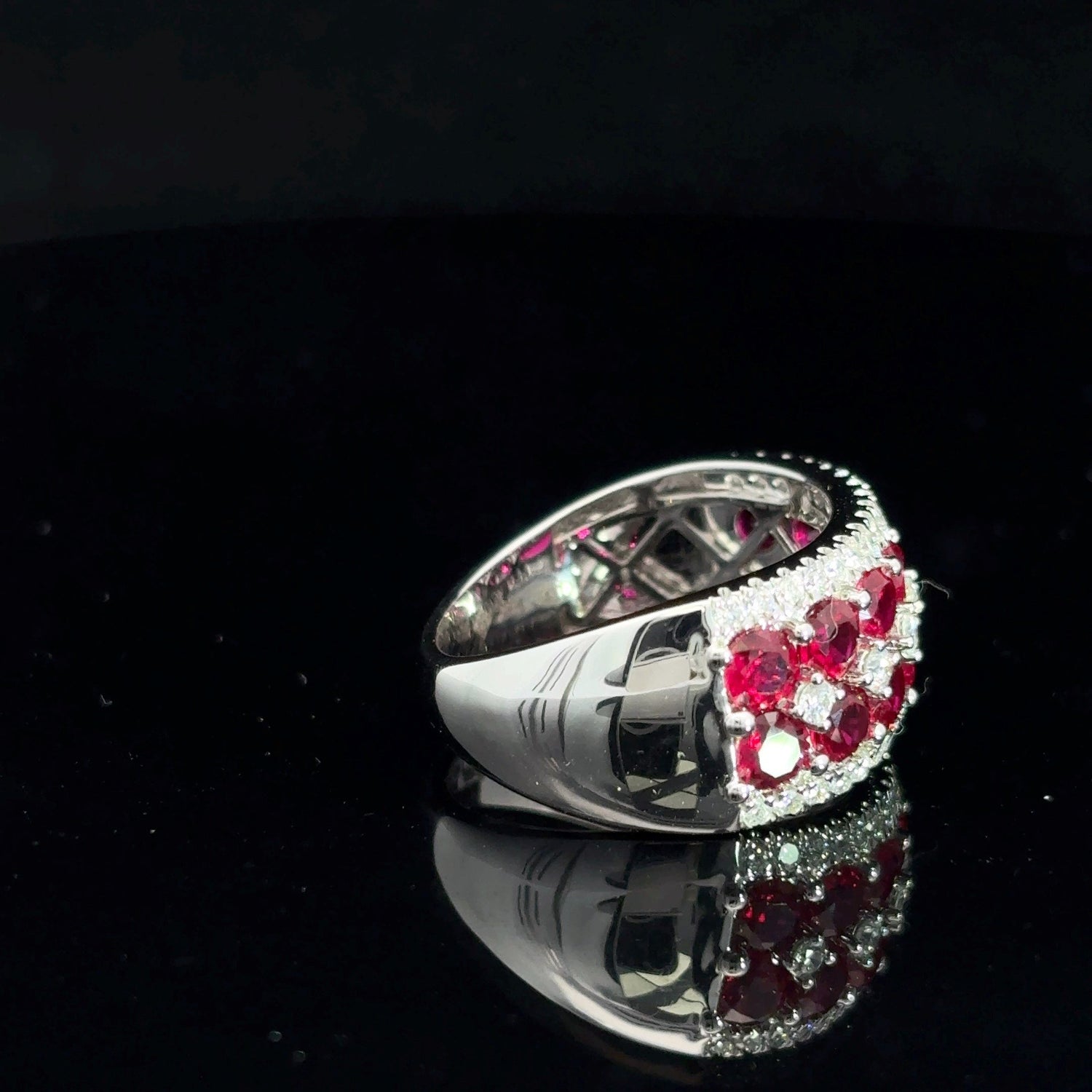 14K White Gold Ruby and Lab Grown Diamond Fashion Ring 4.00cttw Ruby 3.50ct F VS1