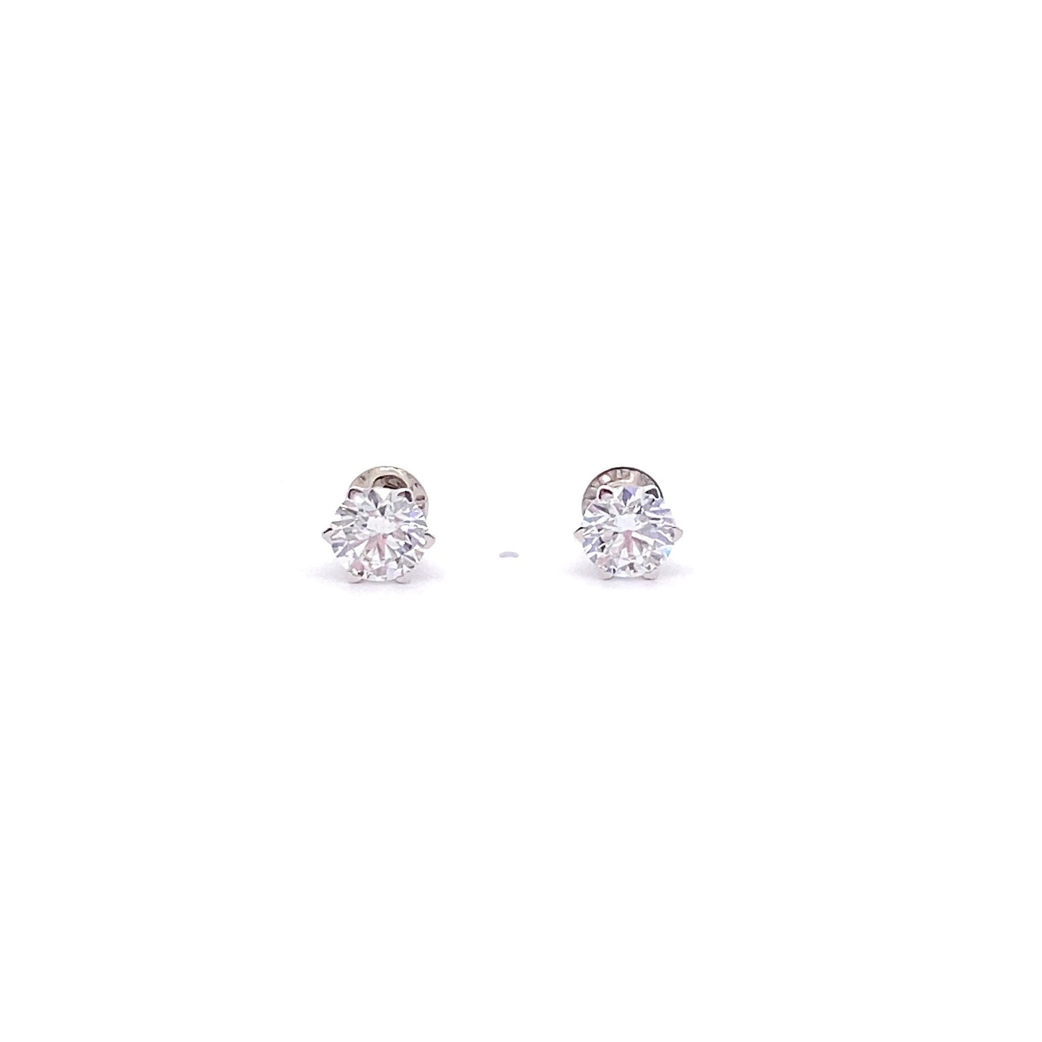 Aretes de oro blanco de 14 quilates con diamantes cultivados en laboratorio de talla brillante redonda