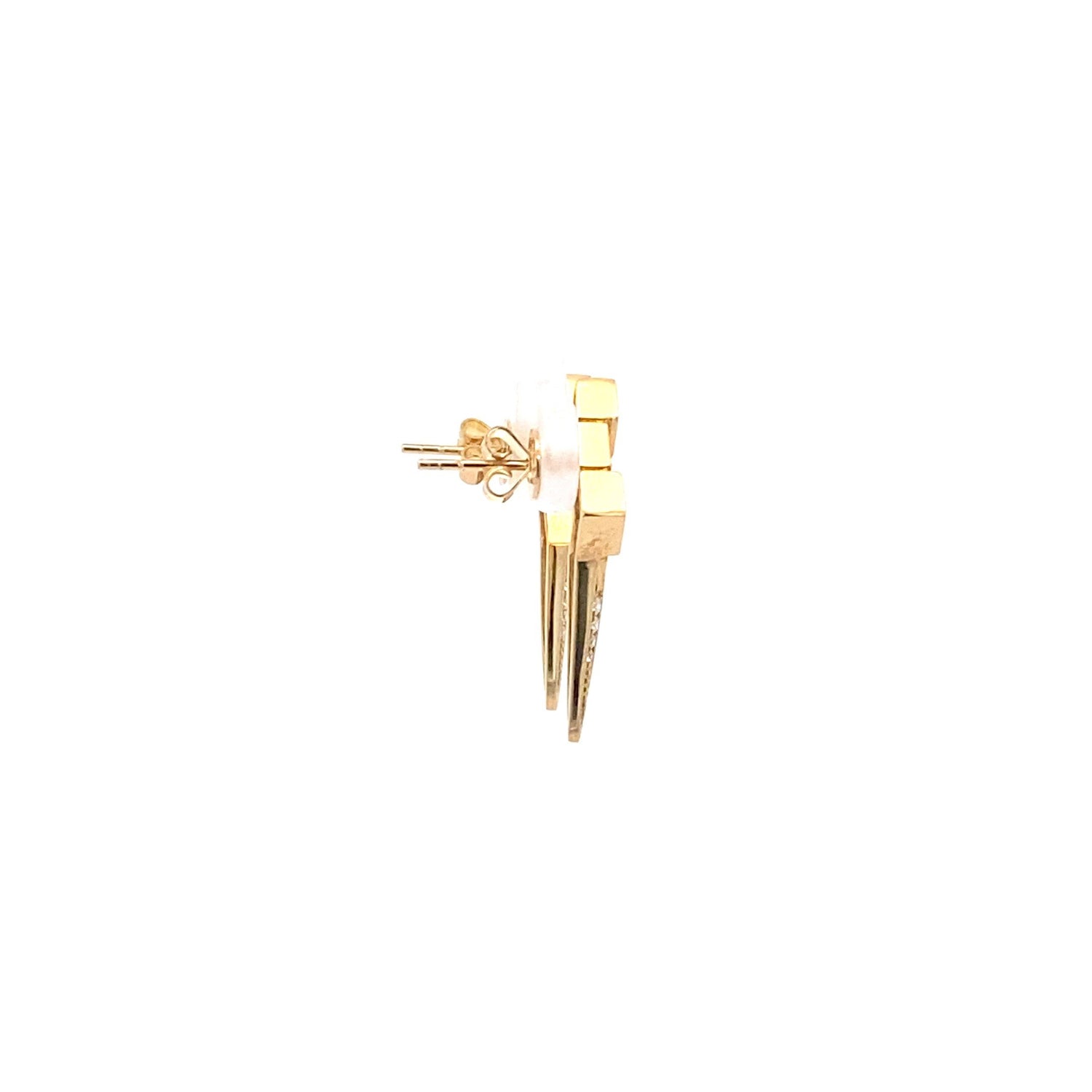 18K Solid Yellow Gold Lightning Diamond Earrings