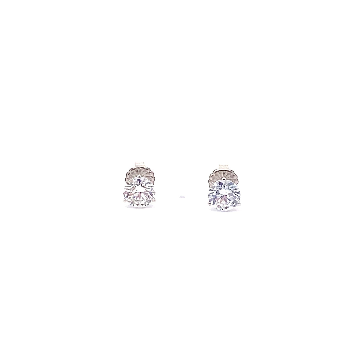 14K White Gold Round Brilliant Cut Lab Grown Diamond Stud Earrings