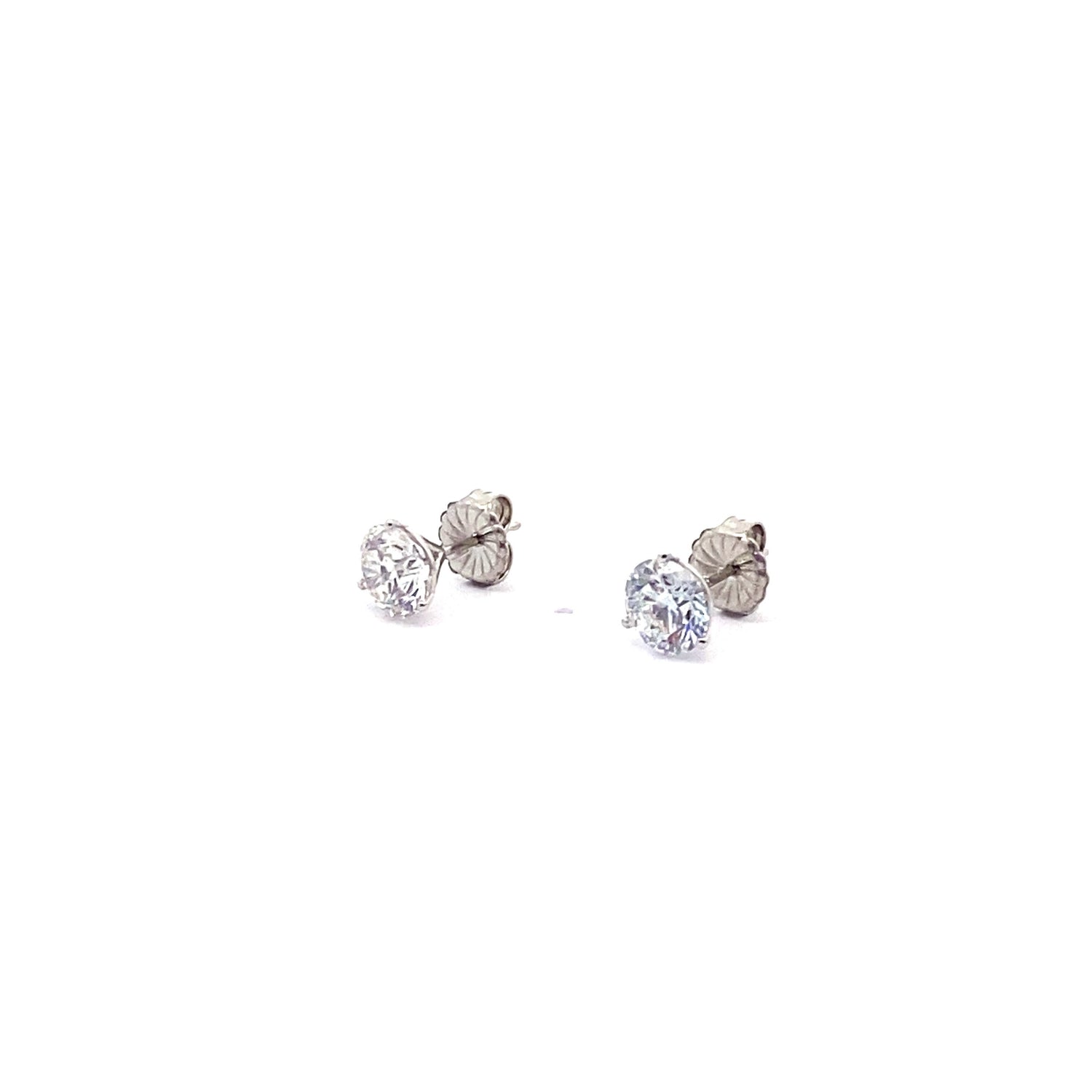 14K White Gold Round Brilliant Cut Lab Grown Diamond Stud Earrings