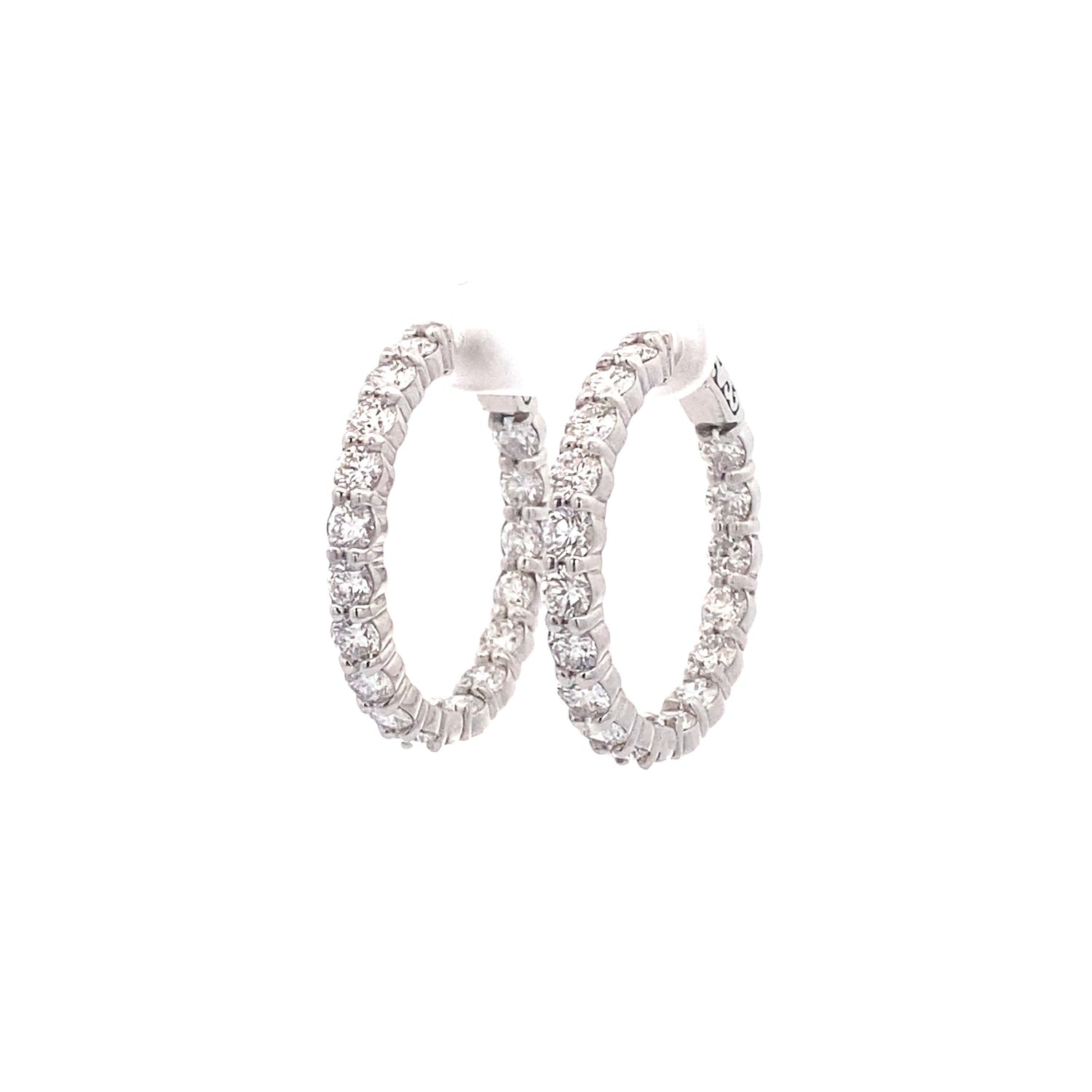 Aros de oro blanco de 14 quilates con diamantes cultivados en laboratorio de talla brillante redonda
